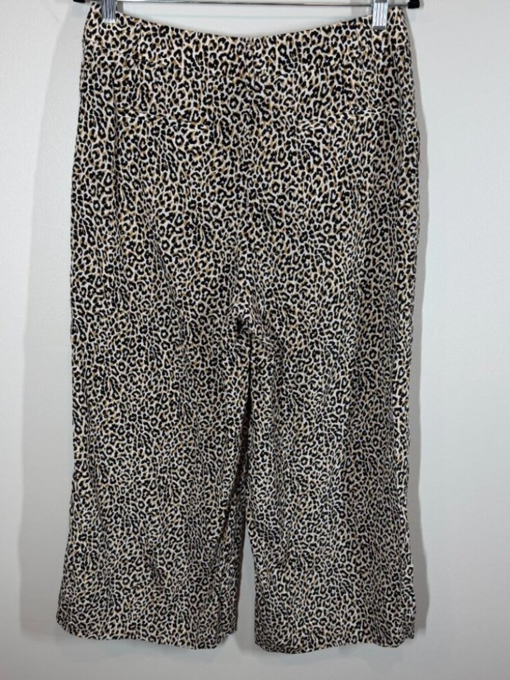 J.Crew Leopard Print Silk Wide Leg Pants Size 10 100% Silk Cropped Trousers EUC